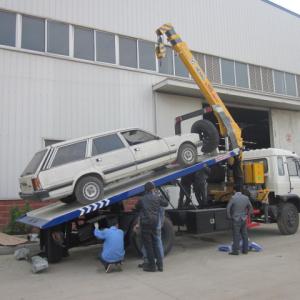 Wrecker Tow truck with Self Loading Flat Bed and Crane